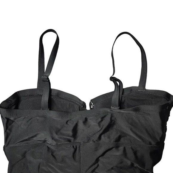 Torrid Black Lattice Fromt One-Piece Ruched Swimsuit - Picture 7 of 7